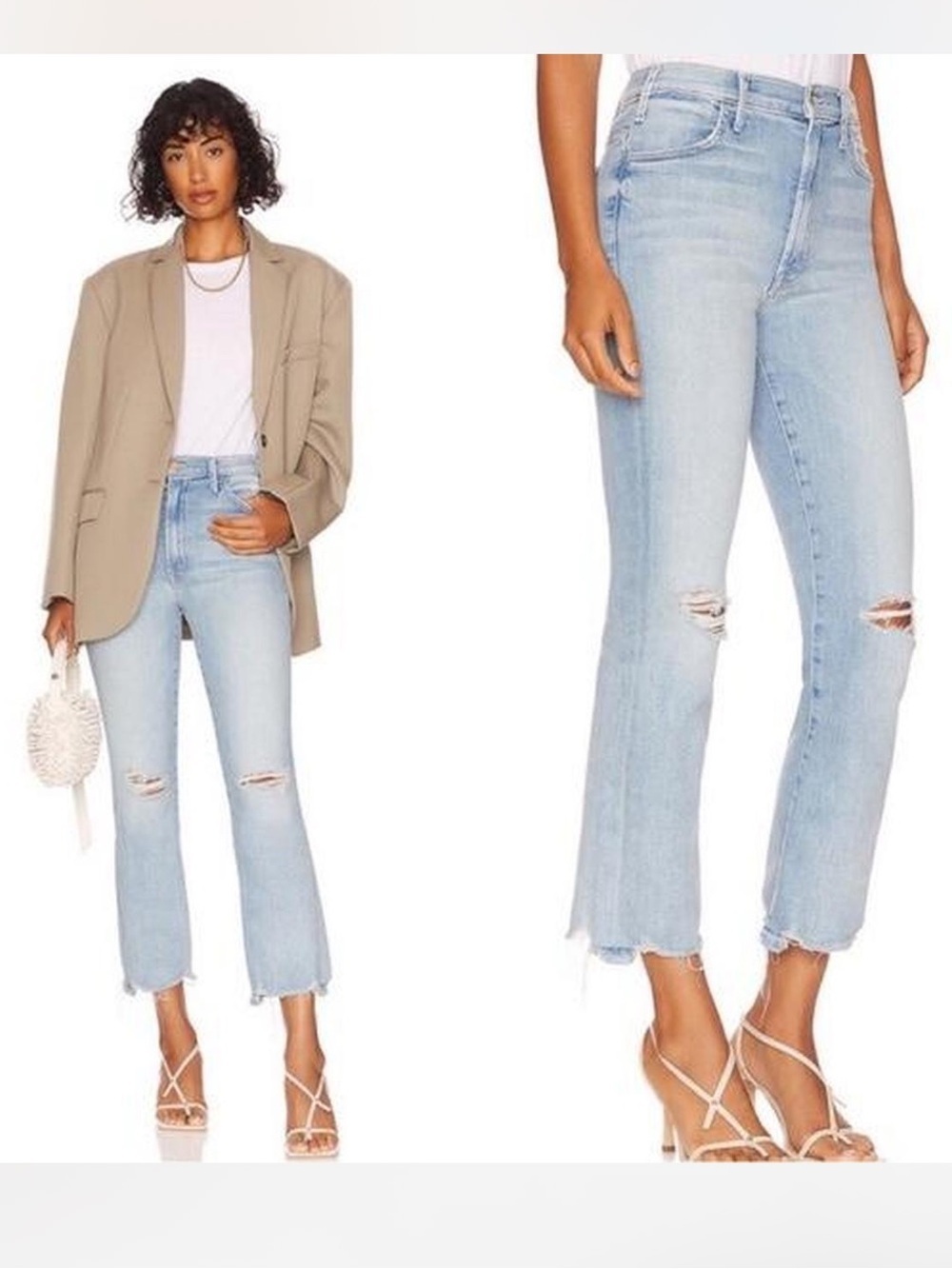 Mother The Hustler Ankle Chew High Waist Jeans Size 25 Distressed Raw Hem